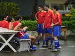 Das Team Spanien bei der Mannschaftssitzung