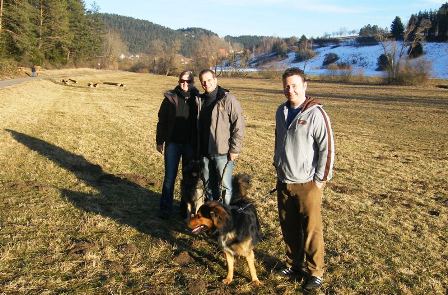 Carmen und Holger mit Odi, Rainer mit Pluto